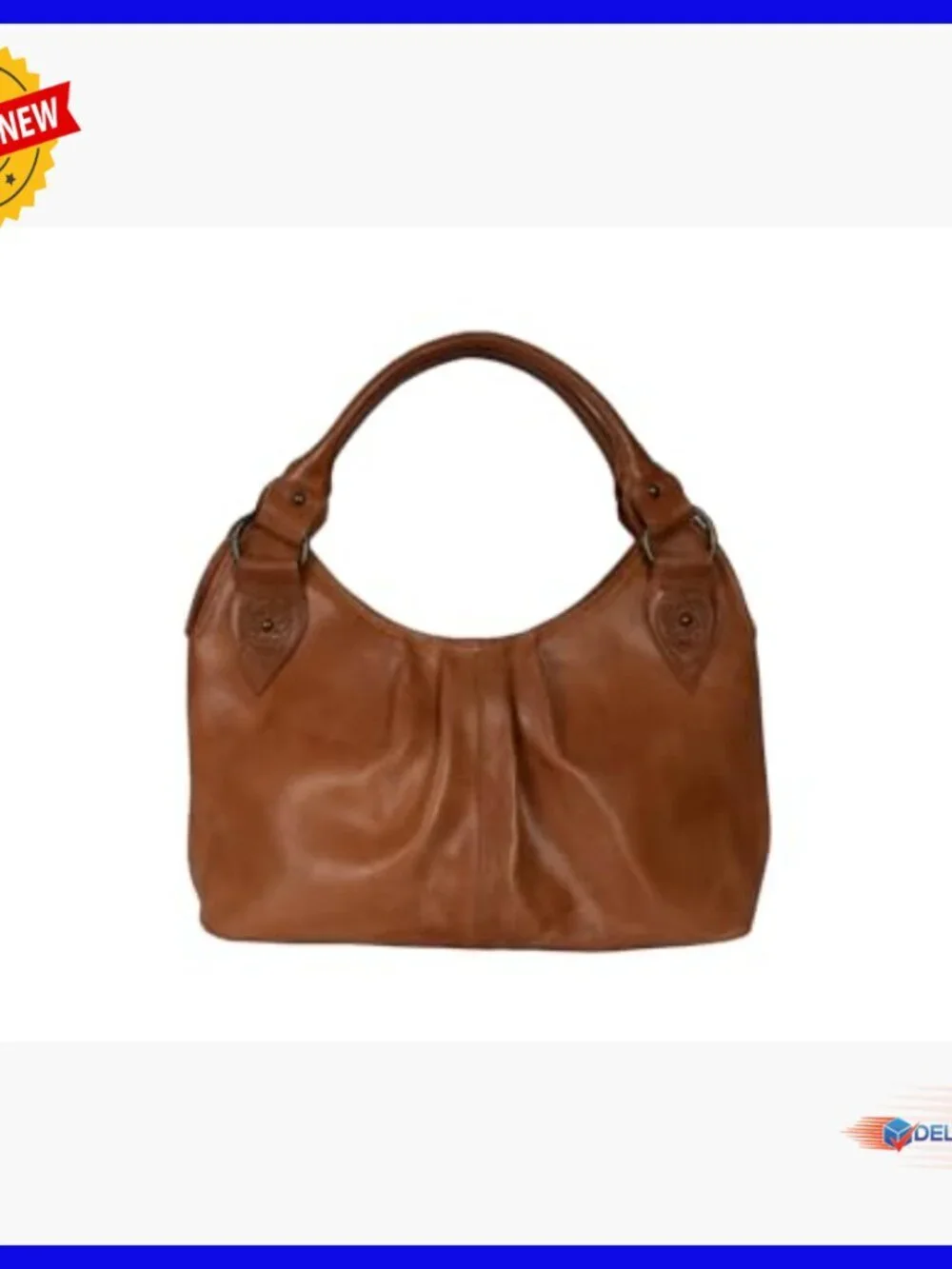 Genuine Leather Hobo Handbag with Lobster Clasp Closure